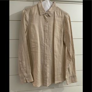 NWOT JCREW Linen Button-Up Long Sleeve Shirt, Size 4